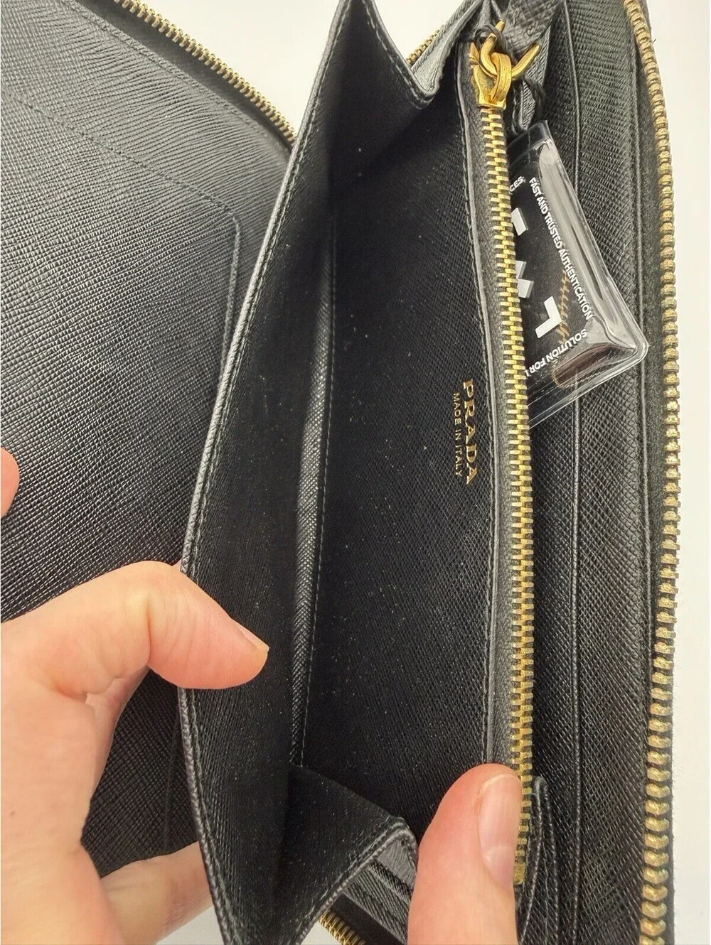 Authentic PRADA Black Saffiano Leather Zip Around Travel Organizer Long Wallet
